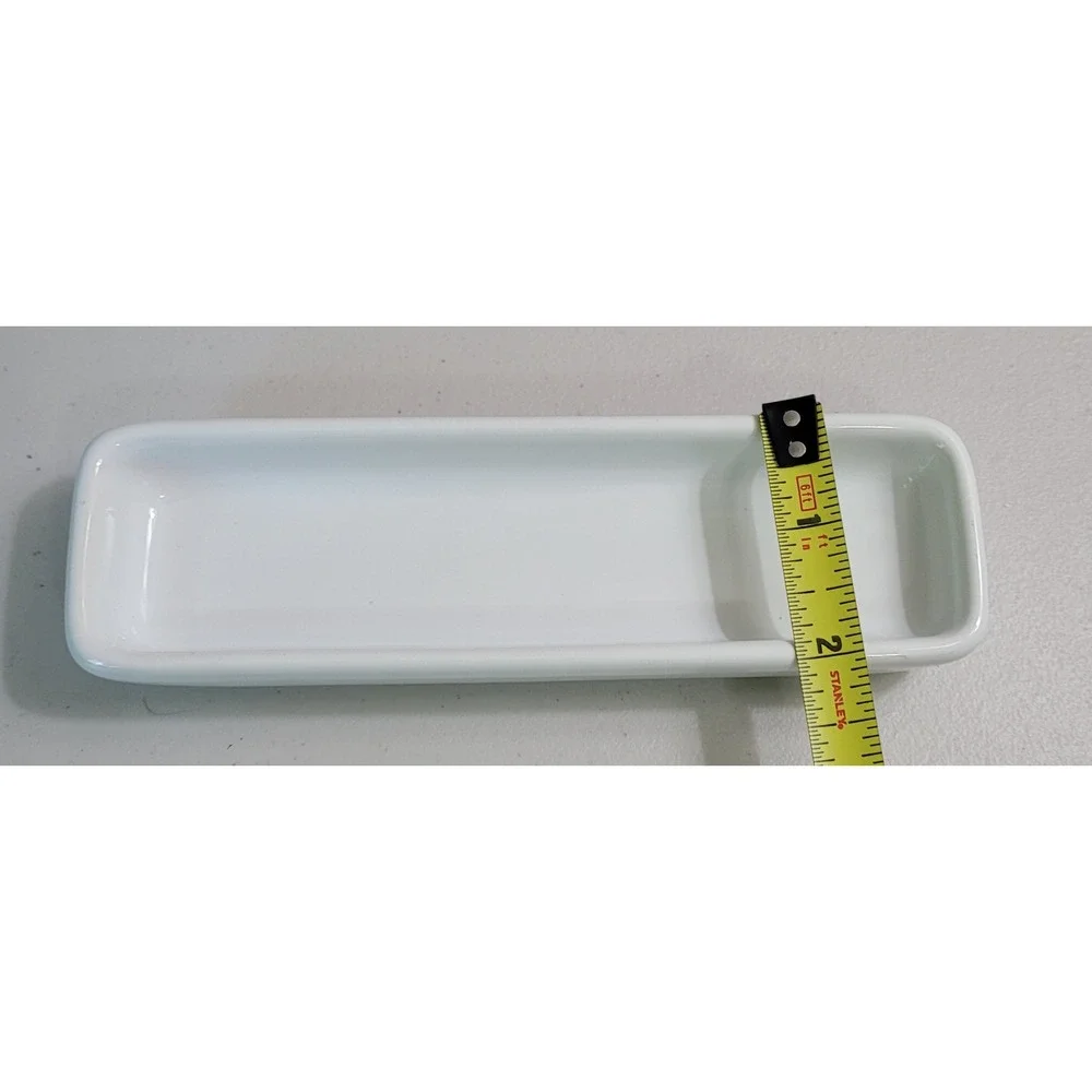 Pampered Chef Simple Additions White Ceramic Rectangular Appetizer Plates Set 4